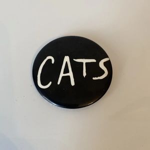 Cats the Musical Logo pin pinback Dated 1981 White text on Black background